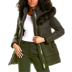 NICOLE BENISTI Series Nakiska Leather Trim Puffer Down Coat - S
